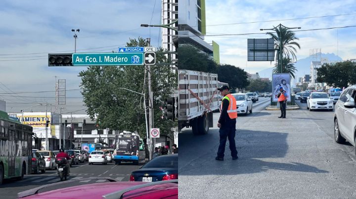 Fallas eléctricas deja sin semáforos el centro de Monterrey y generan caos vial