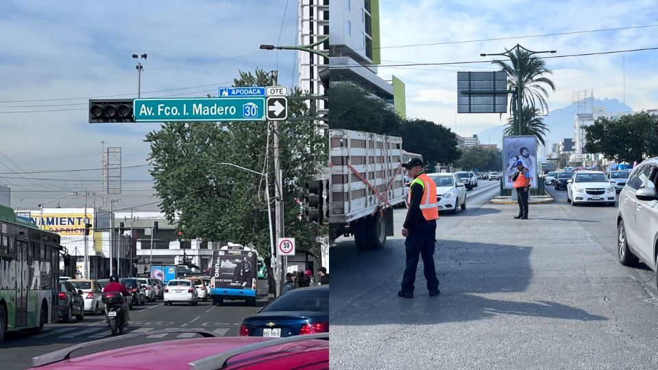 Falla eléctrica deja sin semáforo el cruce de la avenida Juárez y Madero.