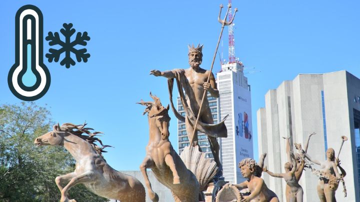 ¡La Fuente de Neptuno se congeló! Monterrey amanece bajo helada