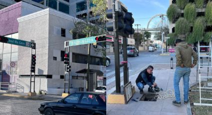 Fallan semáforos de la calle Washington por robo de cables