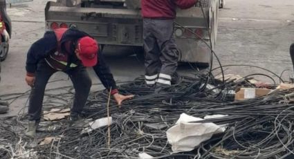 Retiran en Santa Catarina 10 mil metros de cable en desuso