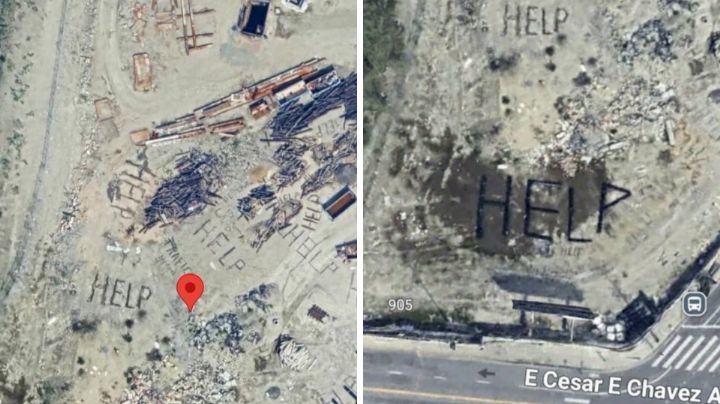 Descubren mensajes de ayuda escritos sobre predio en Los Ángeles