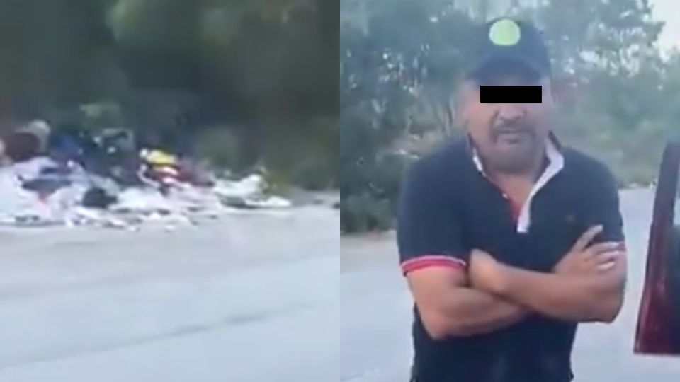 Denuncian a hombre por arrojar basura en el Río Pesquería