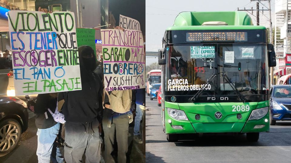 Ciudadanos protestan en Monterrey contra el tarifazo en los camiones