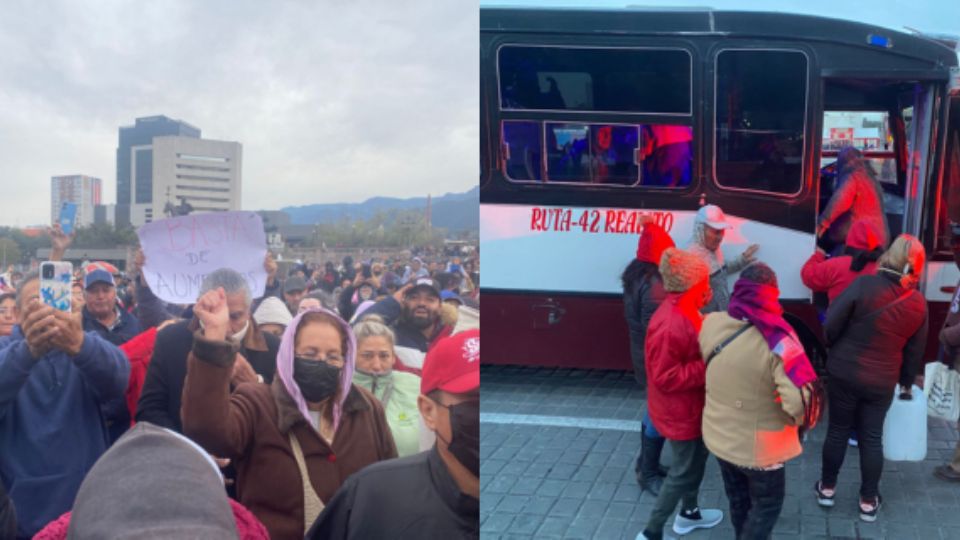 Manifestantes en la protesta contra el alza en las tarifas del transporte público.