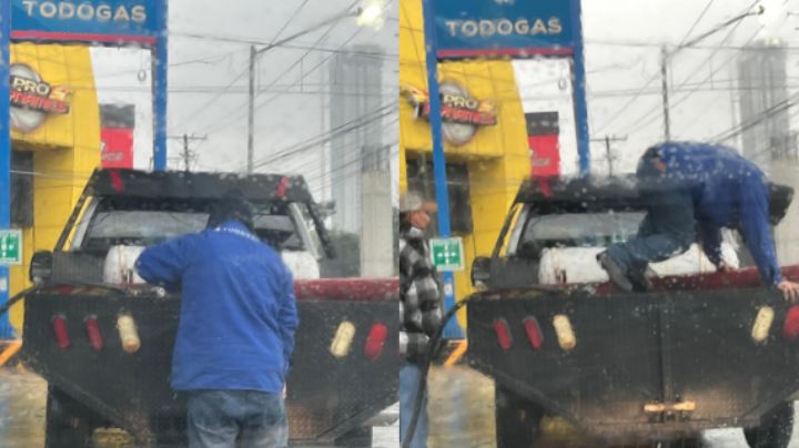 Empleado de gasera en Monterrey libra bajas temperaturas con el apoyo de sus clientes