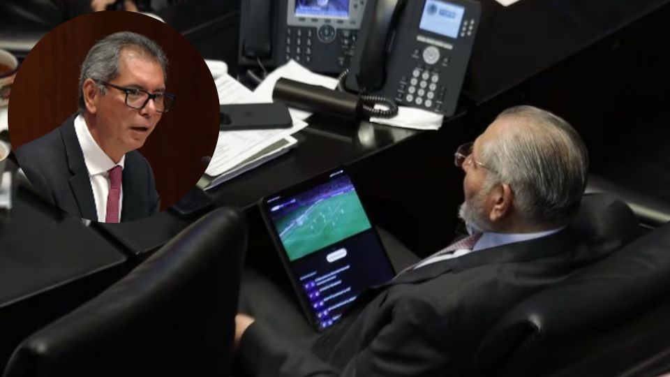 Adán Augusto López disfruta del futbol en el Pleno de la Cámara de Senadores | X / @MLopezSanMartin