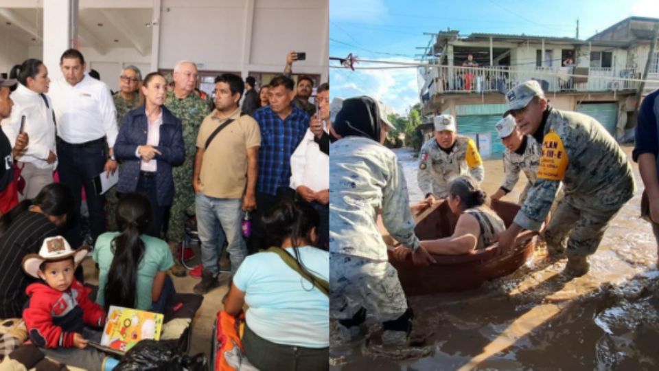 Claudia Sheinbaum visita a damnificados por lluvias.