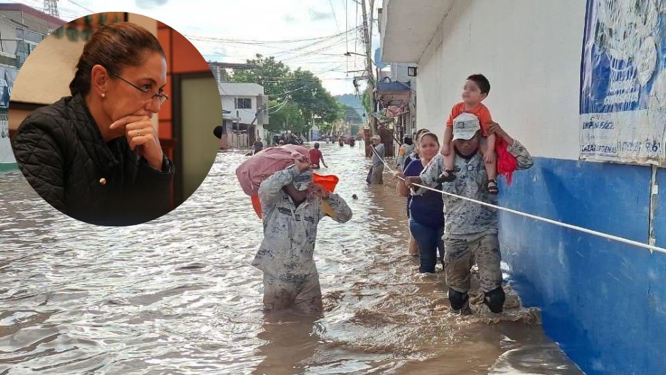 Personas caminan entre calles inundadas | X / @CNPC_MX