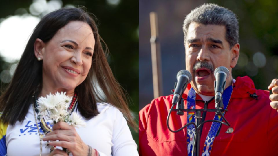 María Corina Machado y Nicolás Maduro.
