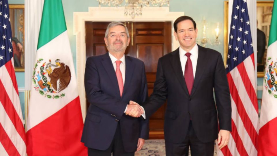 Juan Ramón de la Fuente, el canciller mexicano, y Marco Rubio,  secretario de Estado de Estados Unidos.