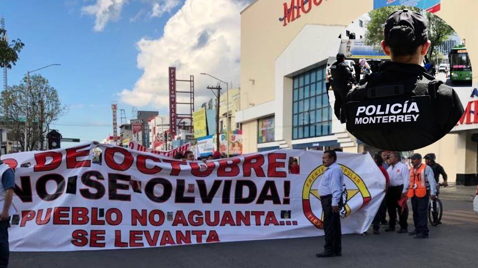 Monterrey prepara operativo por marcha de 2 de octubre | Facebook / Frente Popular Tierra y Libertad  | X / @seguridadmtymx
