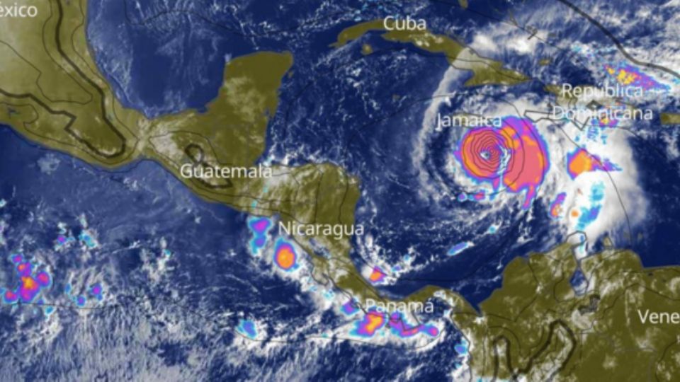 Imagen satelital del huracán Melissa.