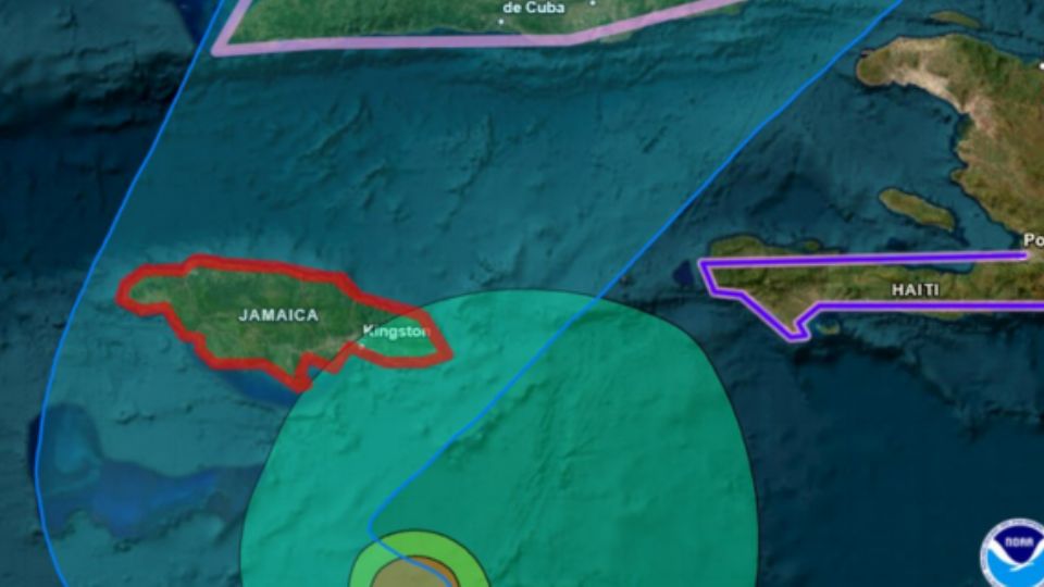 Imagen satelital del huracán Melissa.