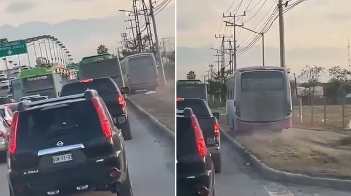 Video: Captan a otro camión circulando por la banqueta, ahora en Escobedo