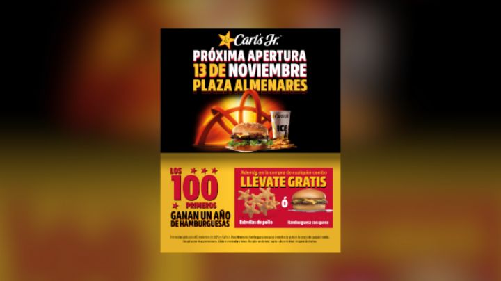 Carl’s Jr. abre nueva sucursal en Plaza Almenares