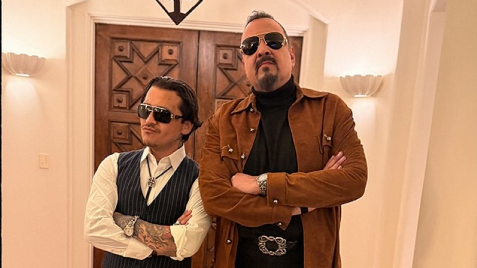 Pepe Aguilar junto a su yerno Christian Nodal