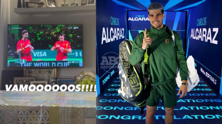 Carlos Alcaraz celebra clasificación de España a Semifinales de la Copa Davis en Bolonia