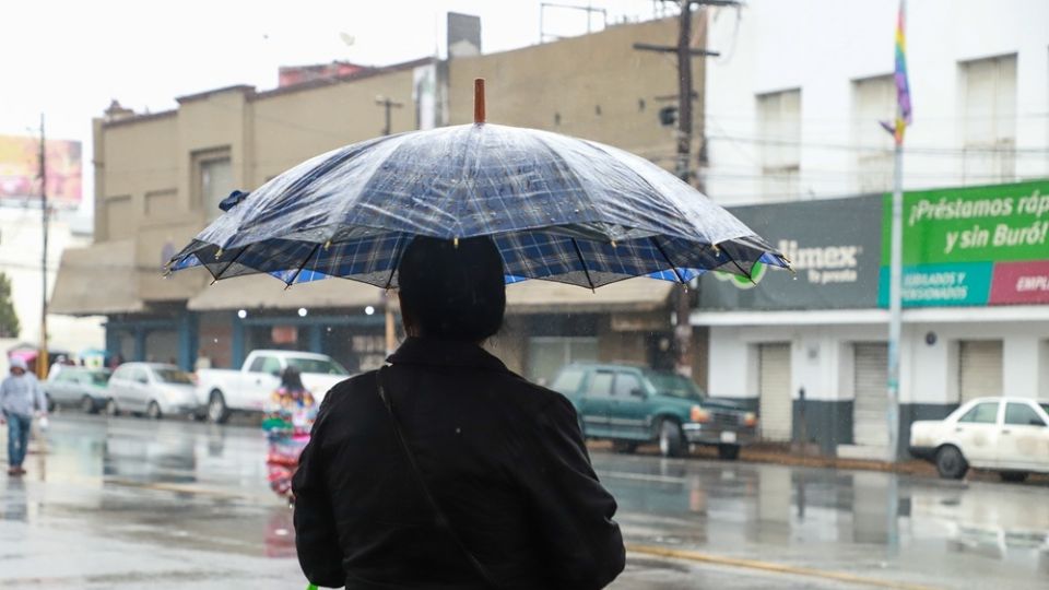 Persona llevando una paragua para ir a su trabajo ante lluvias en Nuevo León