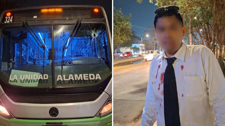 Operador de camión lesionado tras ataque a pedradas en Escobedo | Facebook / Grupo Enlaces