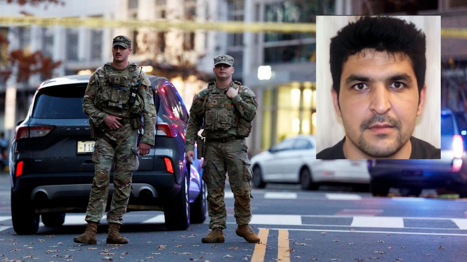 Miembros de la Guardia Nacional se encuentran cerca del lugar donde dos miembros de la Guardia Nacional de Virginia Occidental fueron baleados | EFE/EPA/WILL OLIVER