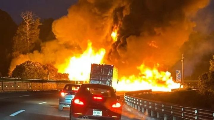 Explosión de pipa provoca cierre de carretera México-Puebla en ambos sentidos