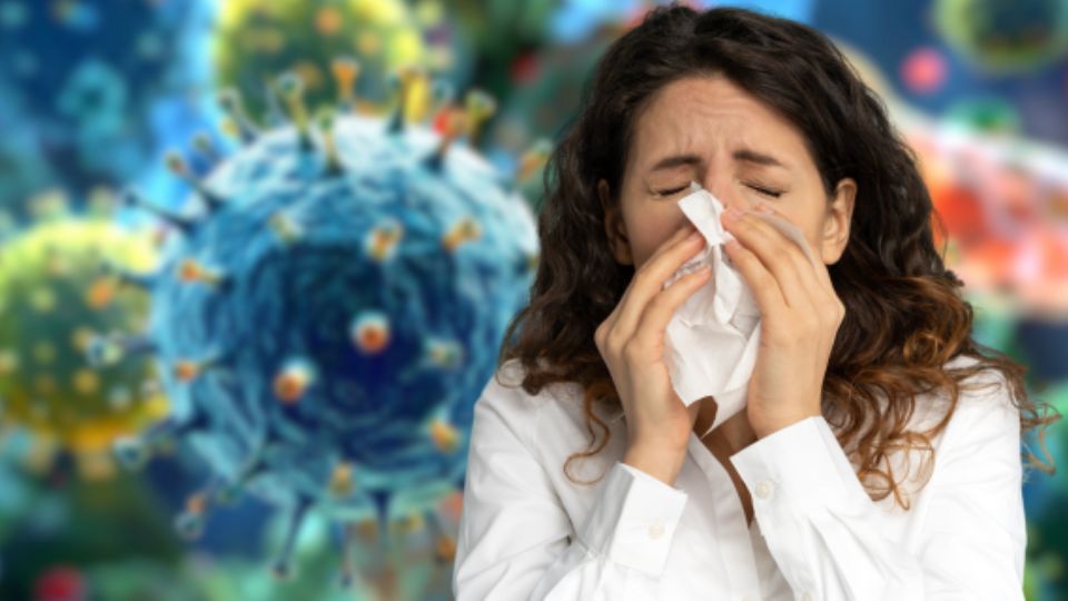 Persona enferma de influenza (representación).