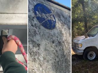 Joven halla camioneta de la NASA abandonada en las profundidades de un bosque