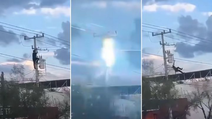 Hombre intenta escapar de la policía, sube a poste y se electrocuta en Juárez