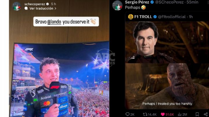 'Checo' Pérez felicita a Lando Norris tras título mundial de Fórmula 1 2025