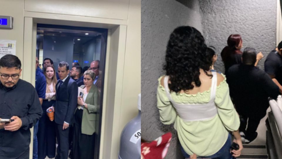 En Congreso de Nuevo León sólo funciona un elevador y, por ende, muchas personas optan por el uso de escaleras.