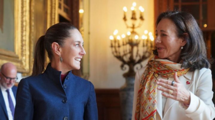 Claudia Sheinbaum se reúne con presidenta de Banco Santander