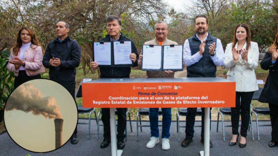 El Gobierno de NL y el Ayuntamiento de Guadalupe firmaron un convenio para que las empresas sujetas a reporte, registren la suma anual de sus gases de efecto invernadero y contaminantes criterio.