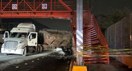 Tráiler pierde el control y se impacta contra un puente peatonal en San Pedro