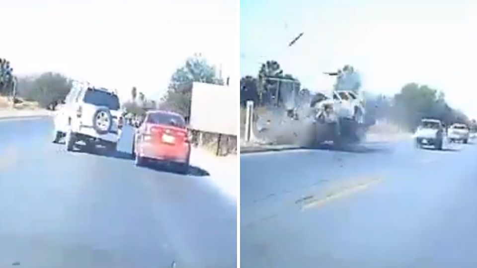 Choque de camionetas en Cadereyta