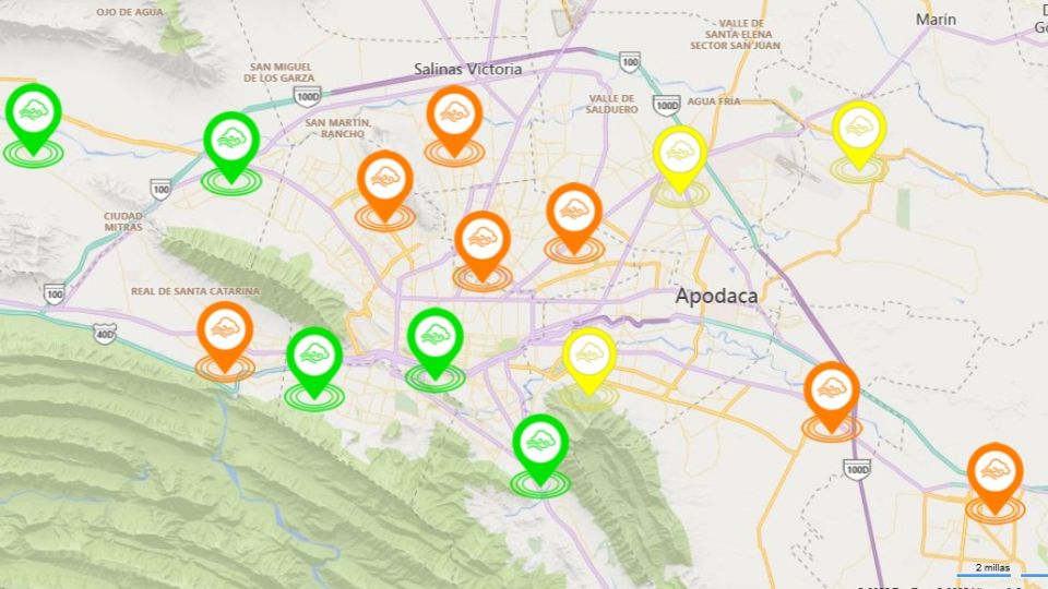 Mapa de las estaciones de monitoreo ambiental