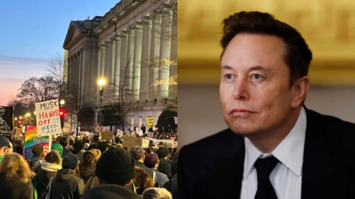 Protestan en Washington contra el rol de Elon Musk en el Gobierno de EU