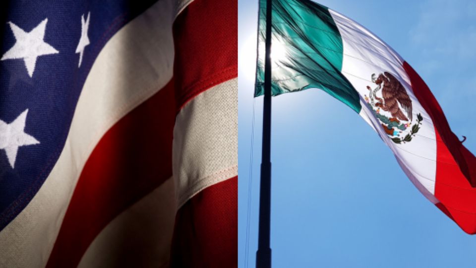 Bandera de Estados Unidos y bandera de México.