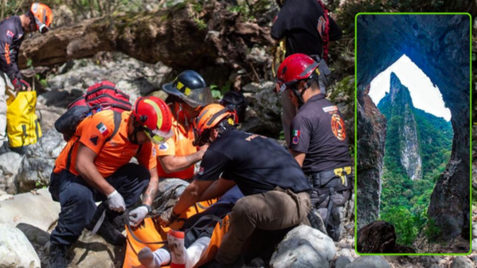 El operativo de rescate en el Cerro Agujerado inició a las 12:20 horas, cuando se recibió el reporte de un excursionista con una posible lesión en una extremidad inferior.