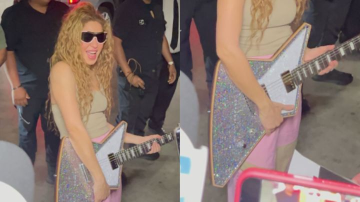 Shakira saluda a fans en San Pedro y recibe una lujosa guitarra de regalo