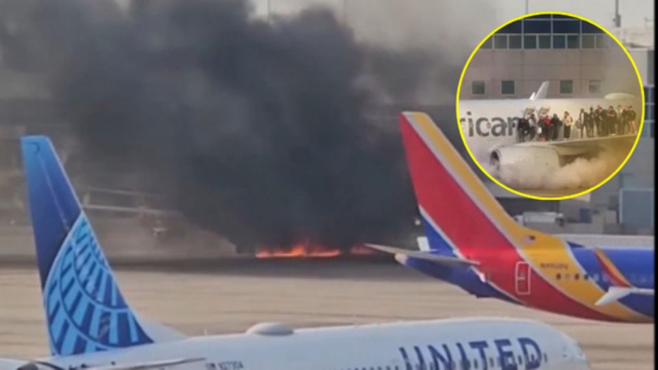 Un avión de American Airlines se incendió en el aeropuerto de Denver, Colorado, en los Estados Unidos.