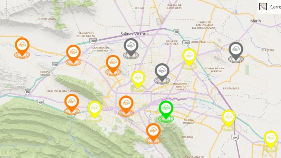 Mapa de las estaciones de monitoreo ambiental