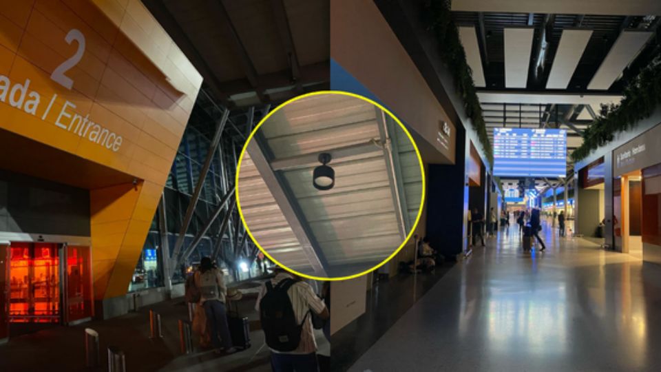 La iluminación en las entradas 1 y 2 de la Terminal A del Aeropuerto Internacional Mariano Escobedo de Monterrey empezó fallar desde la tarde de este lunes 17 de marzo.