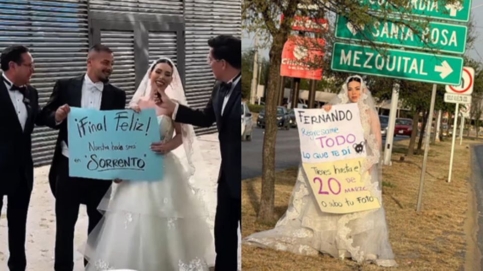 La pareja llamó la atención al contar su historia vestidos con los atuendos para su supuesta boda.
