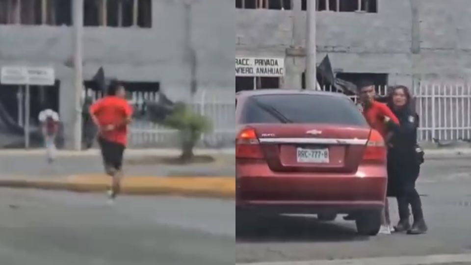 Video: Captan a hombre esposado intentando escapar de la policía en Apodaca.