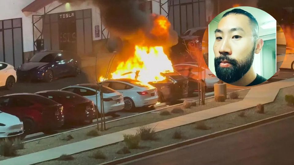 EU presenta cargos contra un hombre por incendiar vehículos de Tesla en Las Vegas.