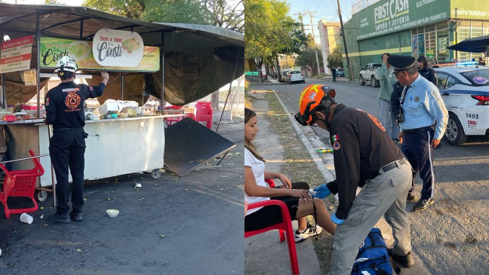 Vehículo se estrella contra un puesto de tacos en San Nicolás; deja una mujer lesionada.