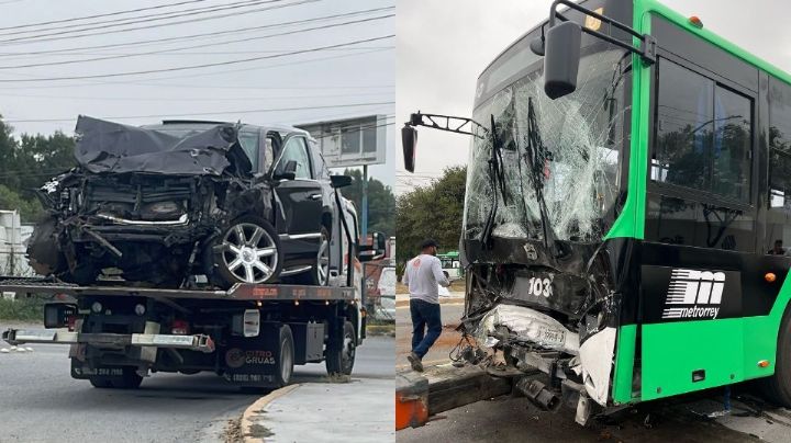 Camioneta se impacta contra una Ecovía en Guadalupe; hay 8 lesionados
