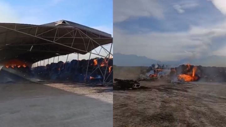 Se incendia empresa ganadera en Montemorelos, NL