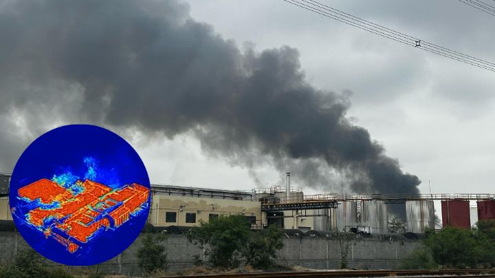 Se quema Bachoco en Apodaca: Así captó una cámara térmica el incendio de la fábrica